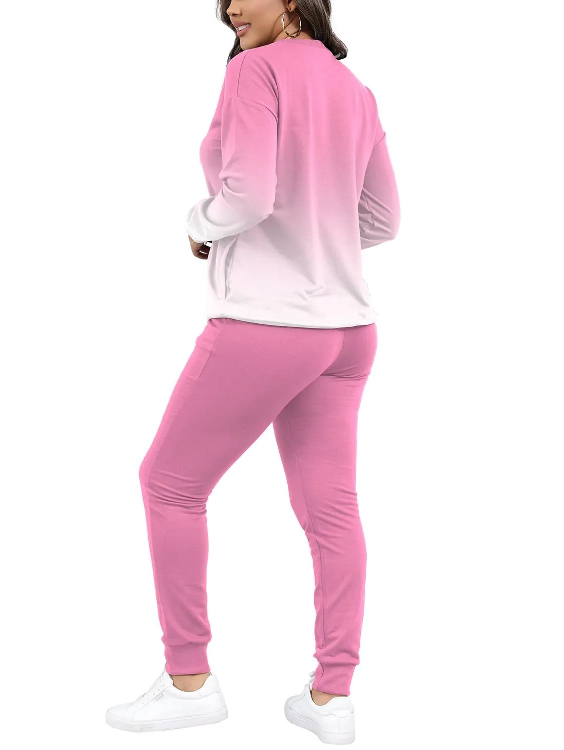 Women Casual Long Sleeve Jogger Tracksuits Lounge Sets With Pockets
