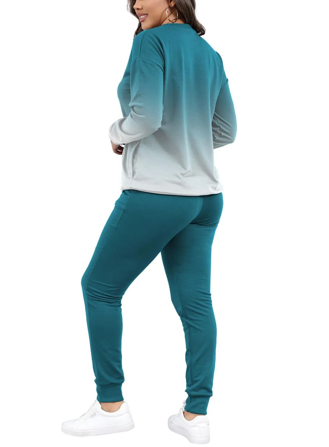 Women Casual Long Sleeve Jogger Tracksuits Lounge Sets With Pockets