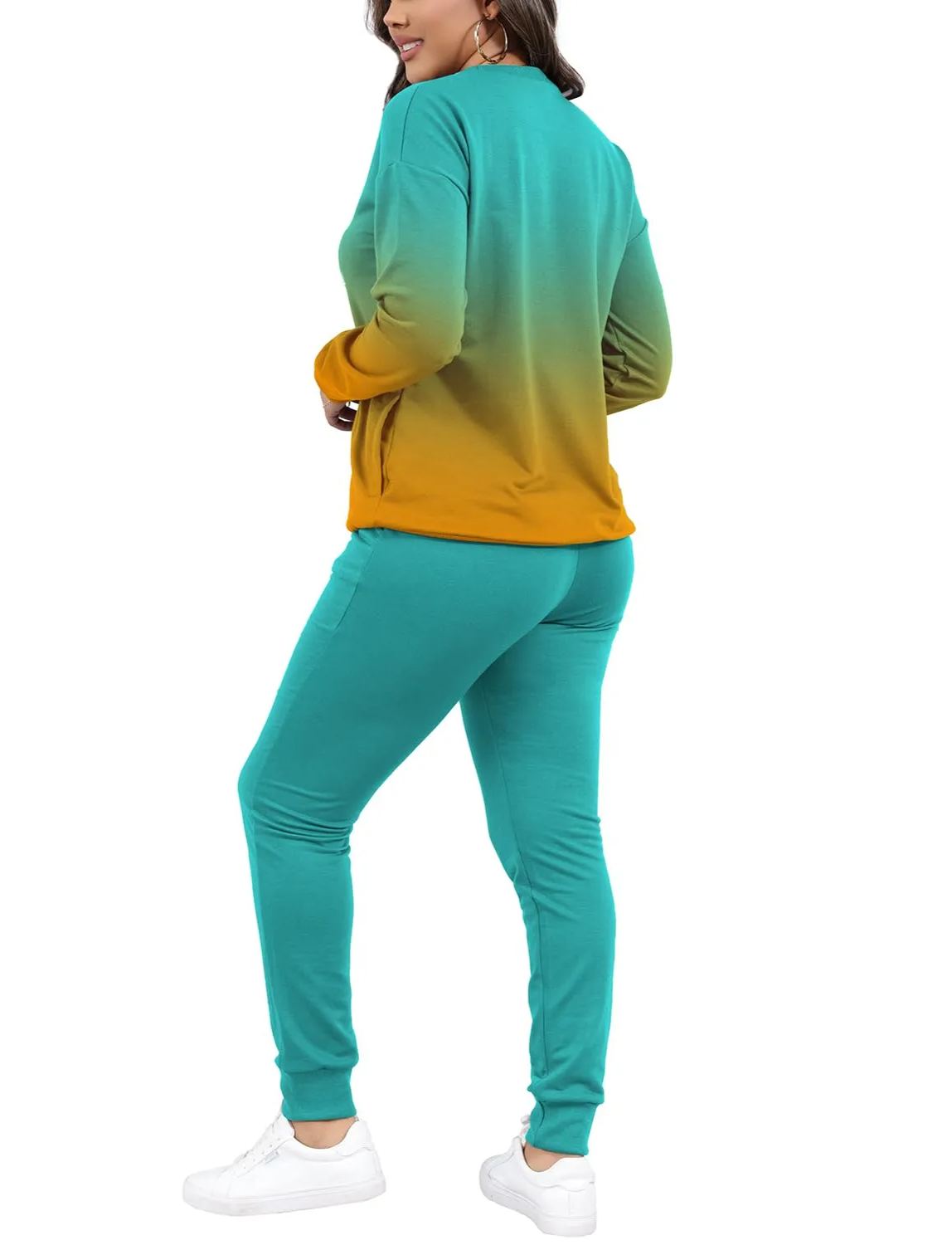 Women Casual Long Sleeve Jogger Tracksuits Lounge Sets With Pockets