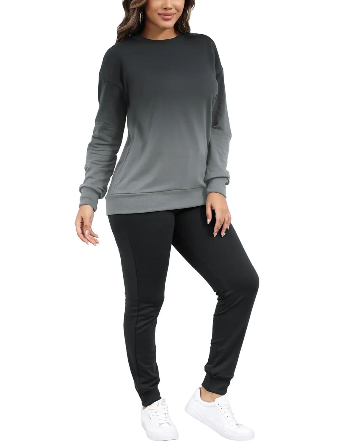 Women Casual Long Sleeve Jogger Tracksuits Lounge Sets With Pockets