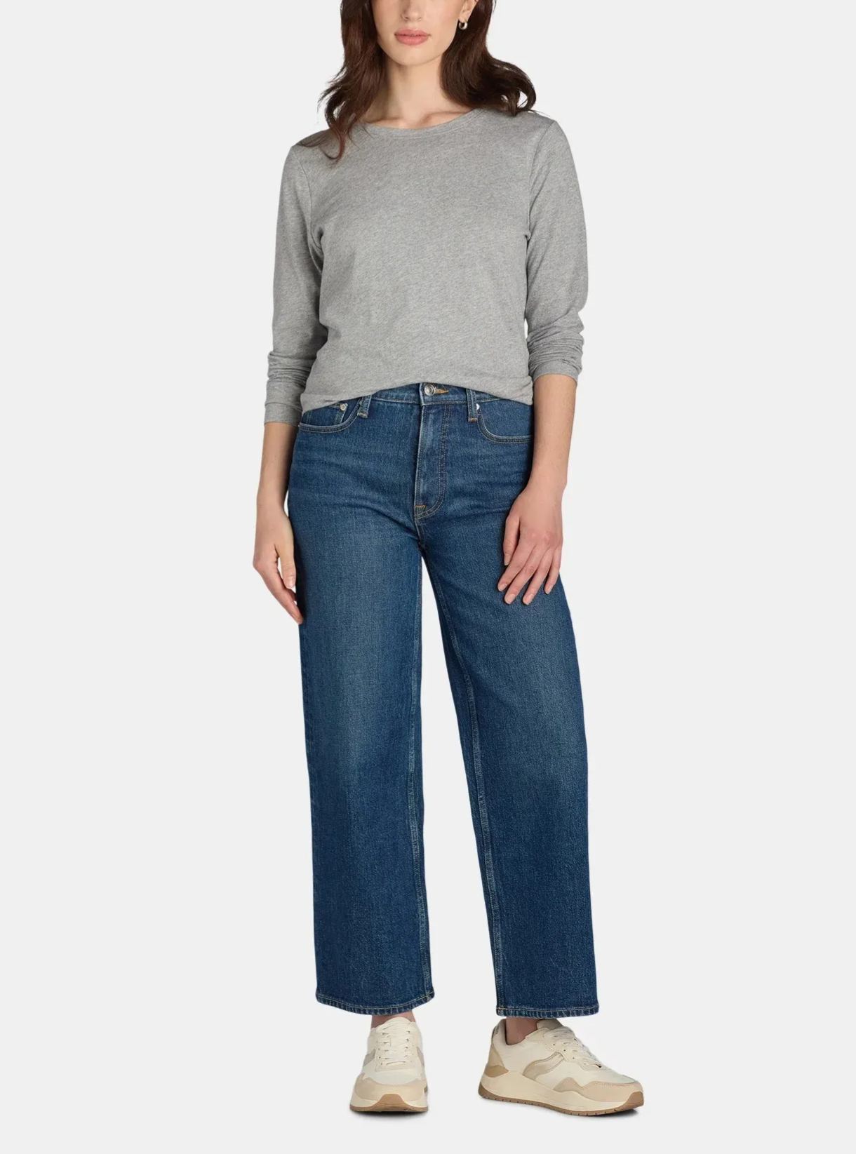 Women's Cotton Crewneck Tee with Long Sleeves