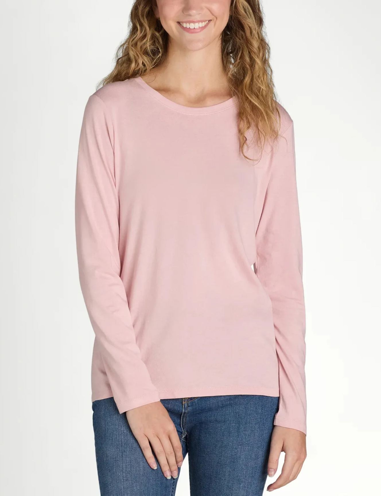Women's Cotton Crewneck Tee with Long Sleeves