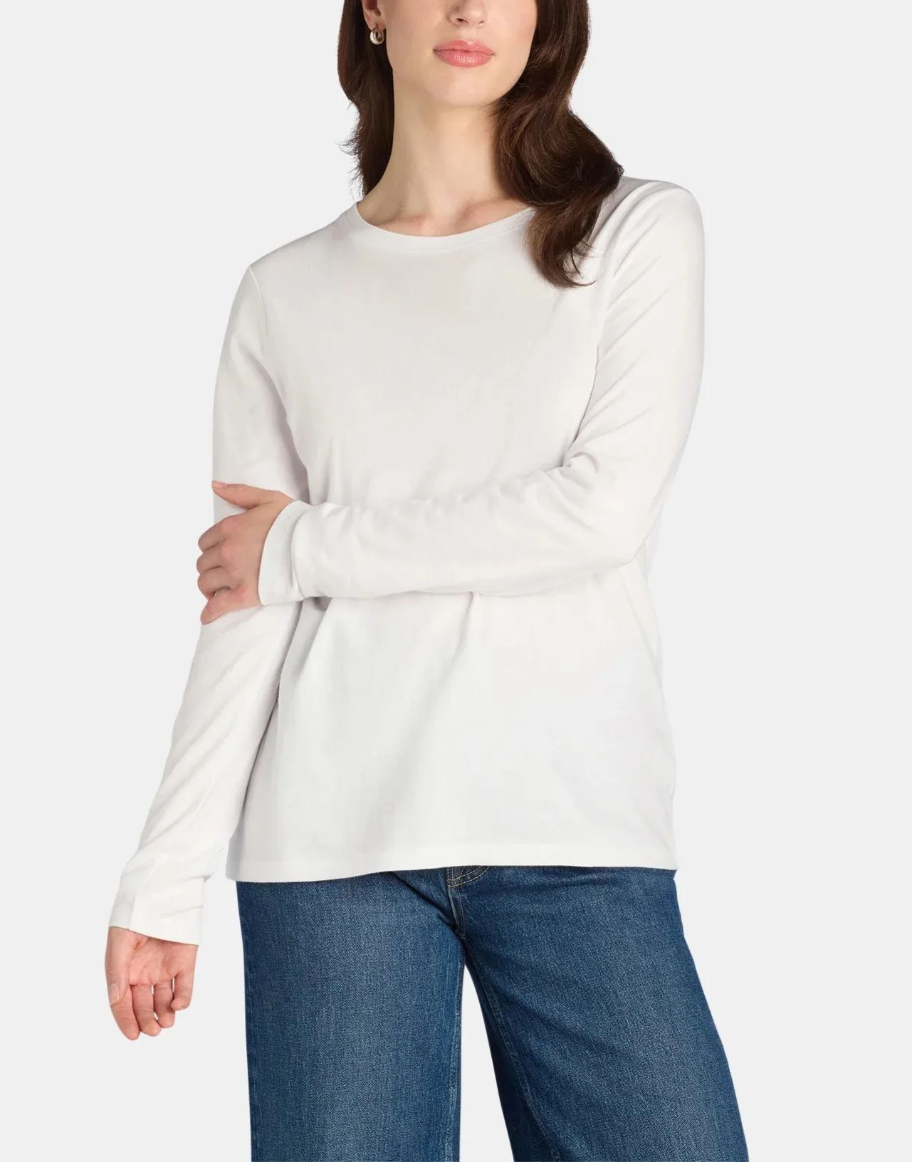 Women's Cotton Crewneck Tee with Long Sleeves