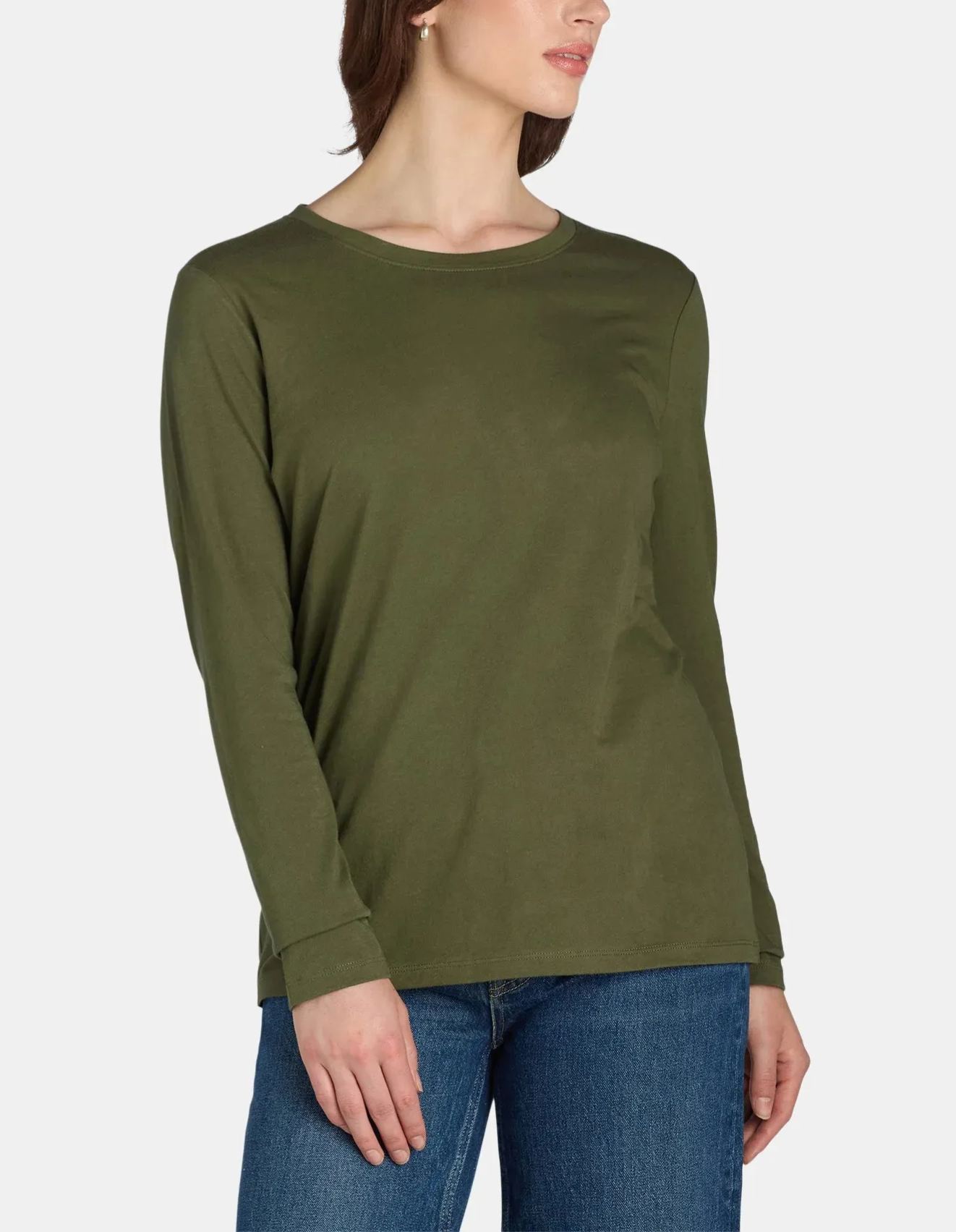 Women's Cotton Crewneck Tee with Long Sleeves