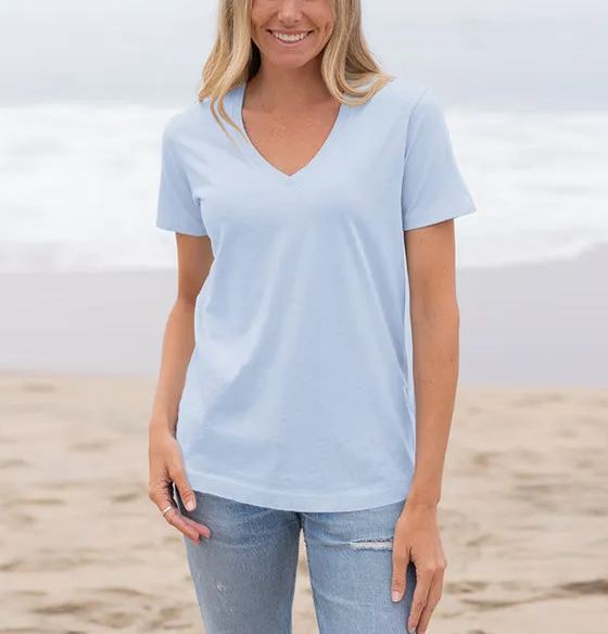  Womens 3 Pack T-Shirts Basic Short Sleeve V Neck Tops