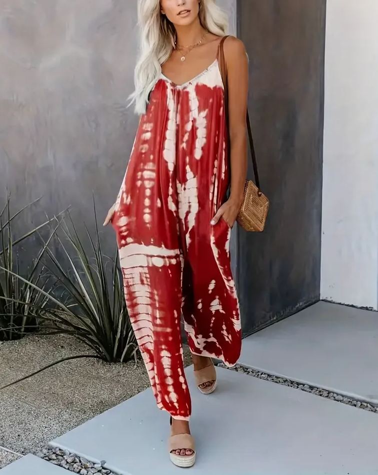 2025 Hot Sale Women's Casual Tie-Dye Cami Wide Leg Jumpsuit(buy 2 free shipping)