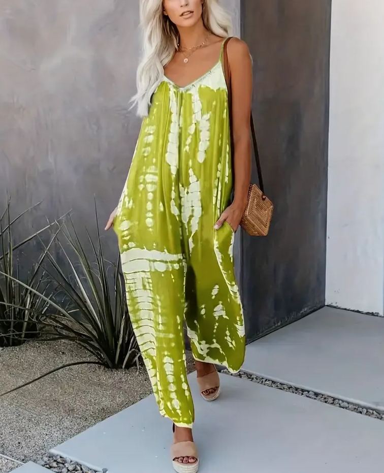 2025 Hot Sale Women's Casual Tie-Dye Cami Wide Leg Jumpsuit(buy 2 free shipping)