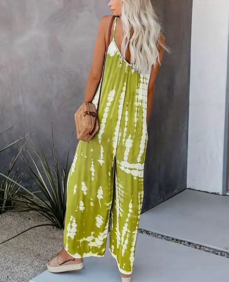 2025 Hot Sale Women's Casual Tie-Dye Cami Wide Leg Jumpsuit(buy 2 free shipping)