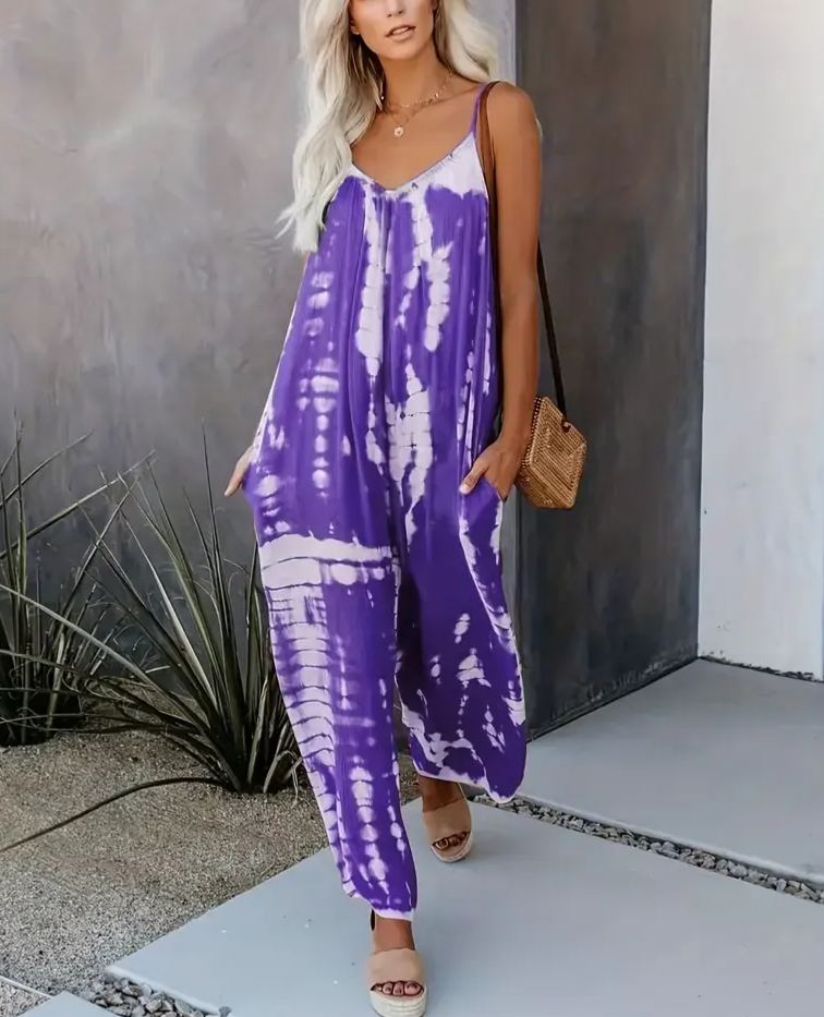 2025 Hot Sale Women's Casual Tie-Dye Cami Wide Leg Jumpsuit(buy 2 free shipping)