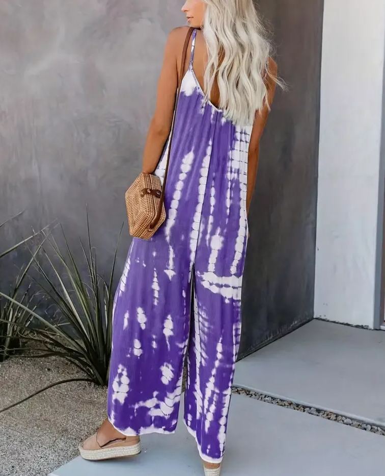 2025 Hot Sale Women's Casual Tie-Dye Cami Wide Leg Jumpsuit(buy 2 free shipping)