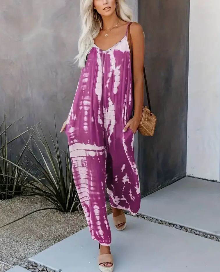 2025 Hot Sale Women's Casual Tie-Dye Cami Wide Leg Jumpsuit(buy 2 free shipping)