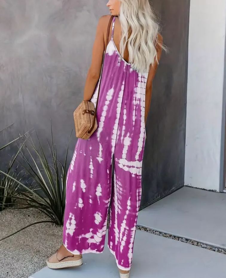 2025 Hot Sale Women's Casual Tie-Dye Cami Wide Leg Jumpsuit(buy 2 free shipping)