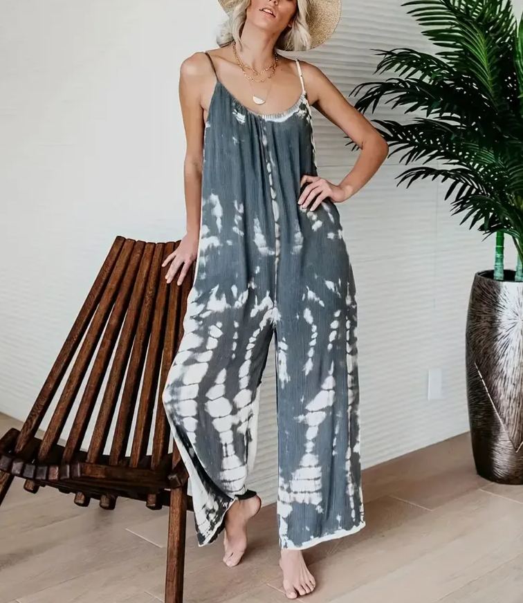 2025 Hot Sale Women's Casual Tie-Dye Cami Wide Leg Jumpsuit(buy 2 free shipping)