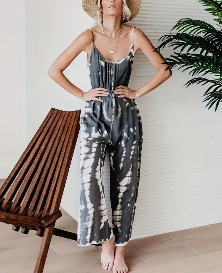2025 Hot Sale Women's Casual Tie-Dye Cami Wide Leg Jumpsuit(buy 2 free shipping)