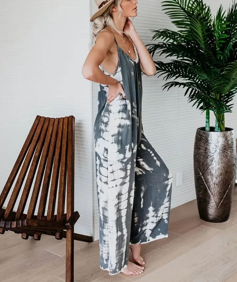 2025 Hot Sale Women's Casual Tie-Dye Cami Wide Leg Jumpsuit(buy 2 free shipping)