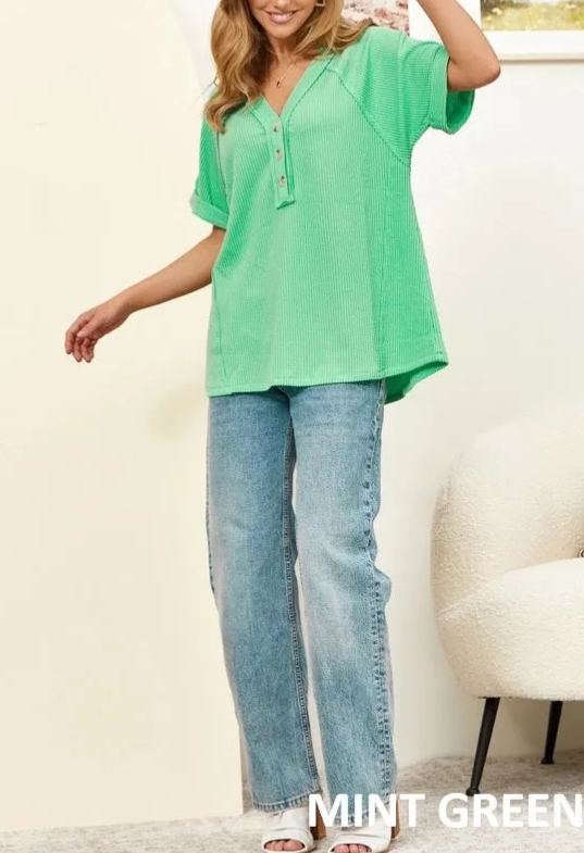 Women's Waffle Knit Henley Top