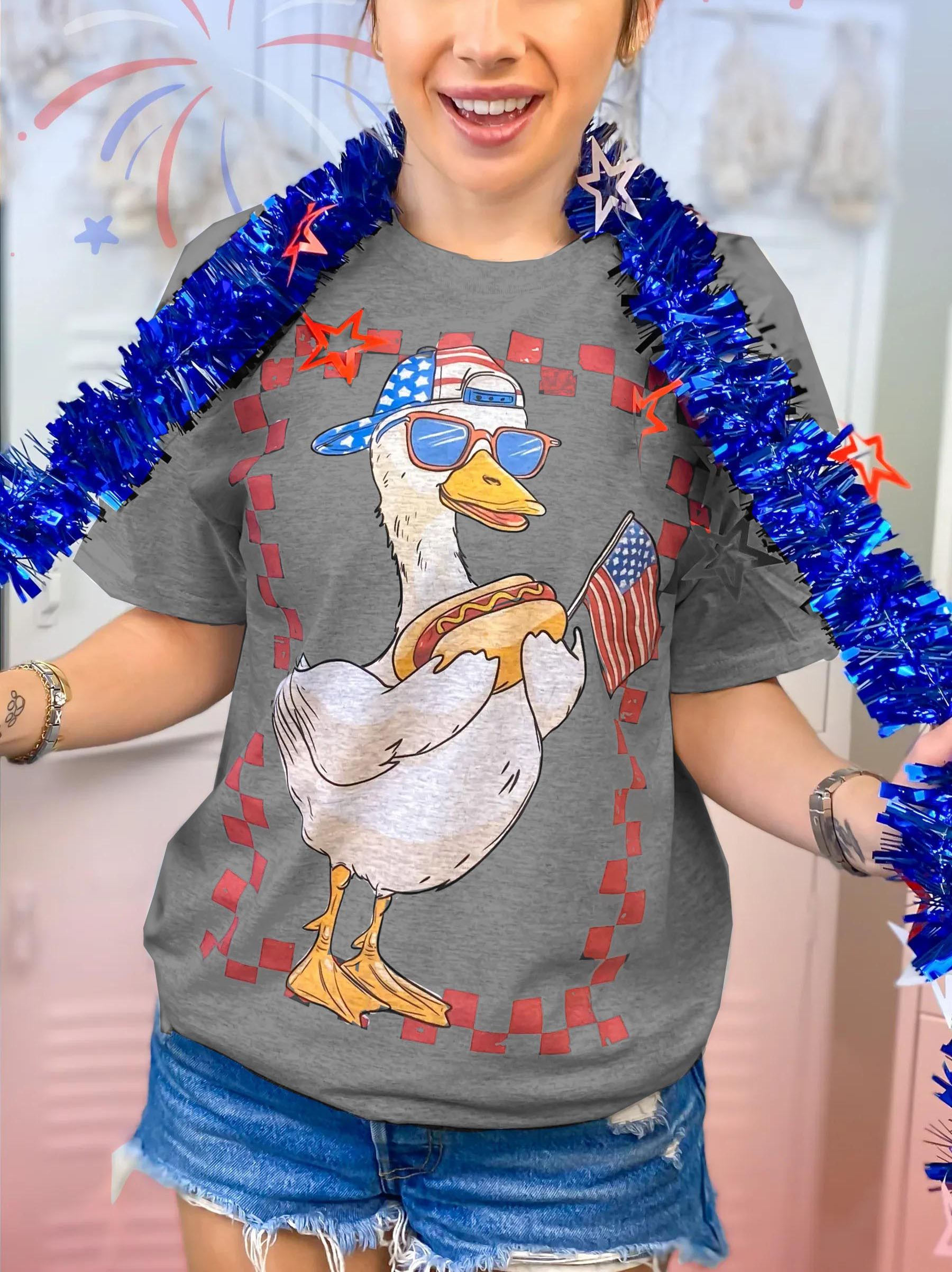 Patriotic Goose Graphic T-Shirt