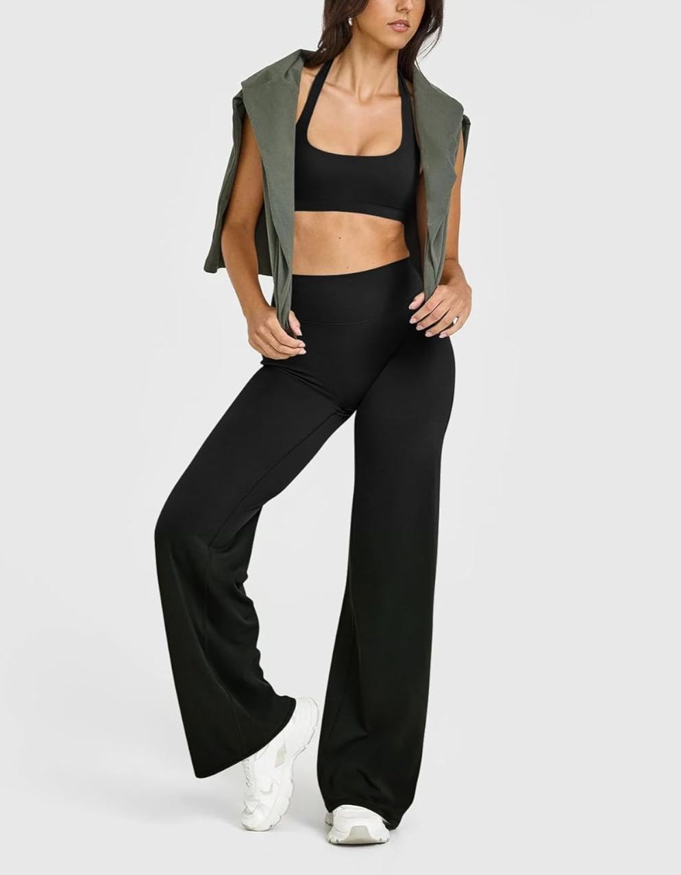 Women High Waist Stretch Casual Soft Straight Yoga Pants