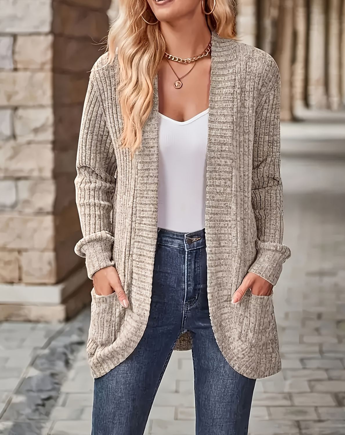 Women'S Casual Knit Cardigan with Pockets (buy 2 free shipping)