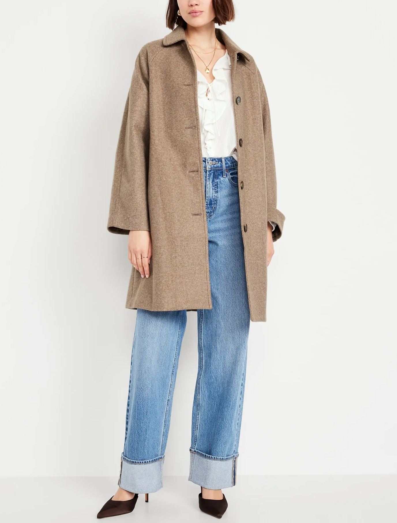 Women's Relaxed Button-Front Mac Coat
