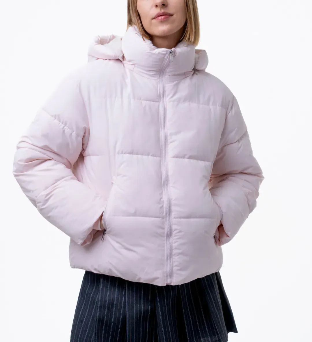 Women's Faux Fur Lined Short Puffer Jackets with Removable Hood