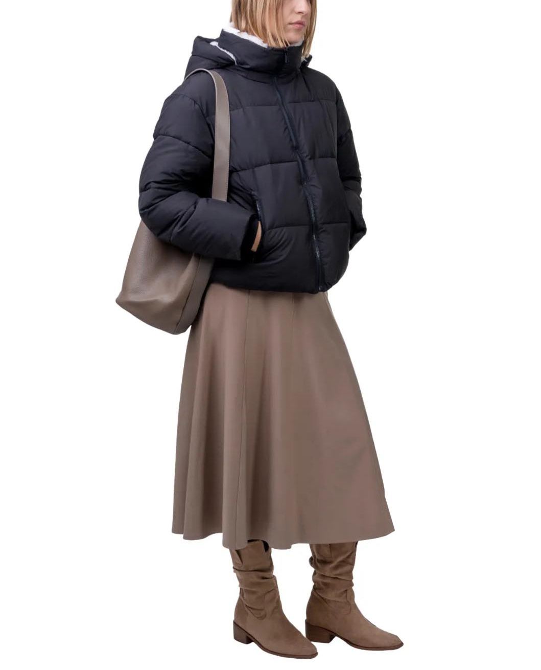 Women's Faux Fur Lined Short Puffer Jackets with Removable Hood