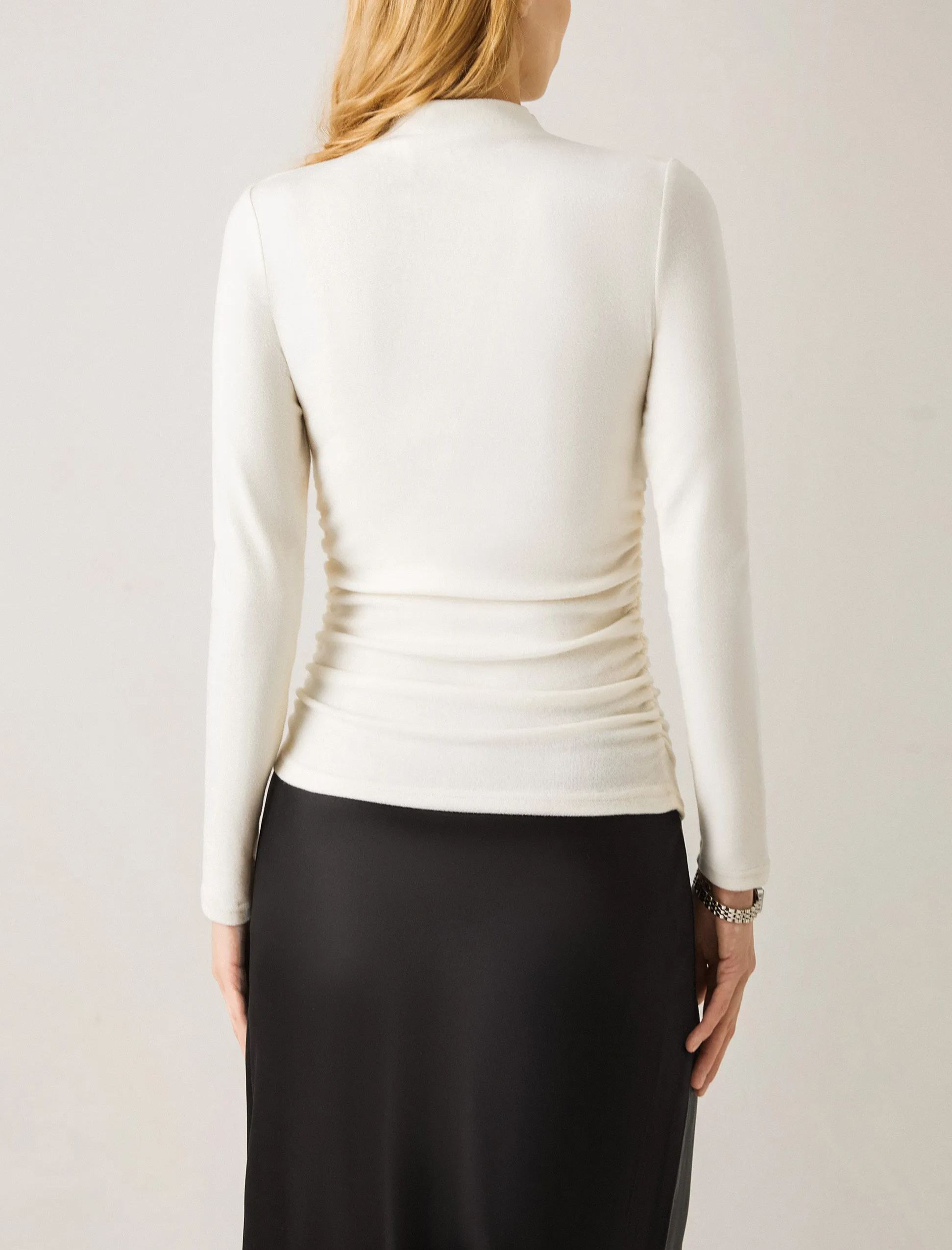 Thermal Ruched Sides Tuckable Mockneck Top