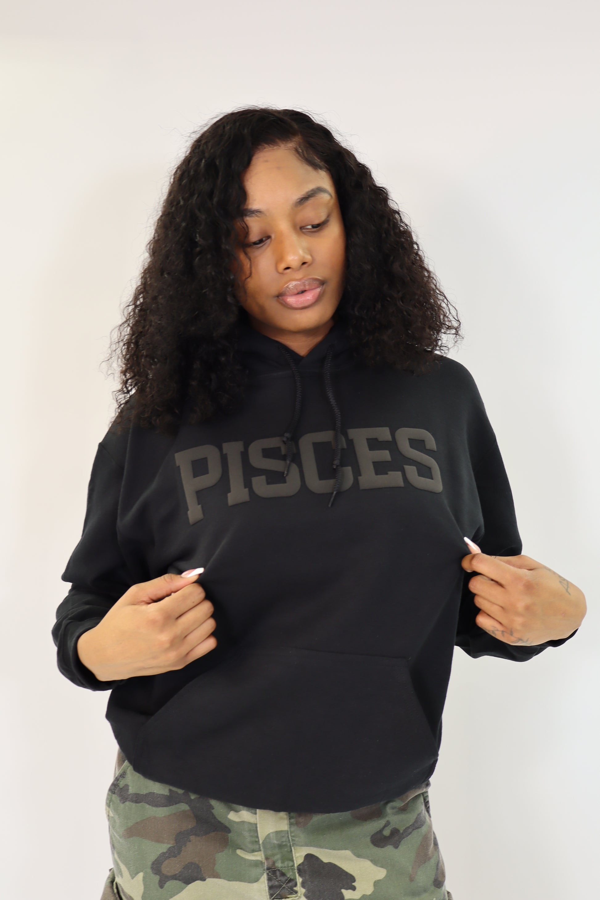 Black Zodiac Puff Print Hoodie (buy 2 free shipping)