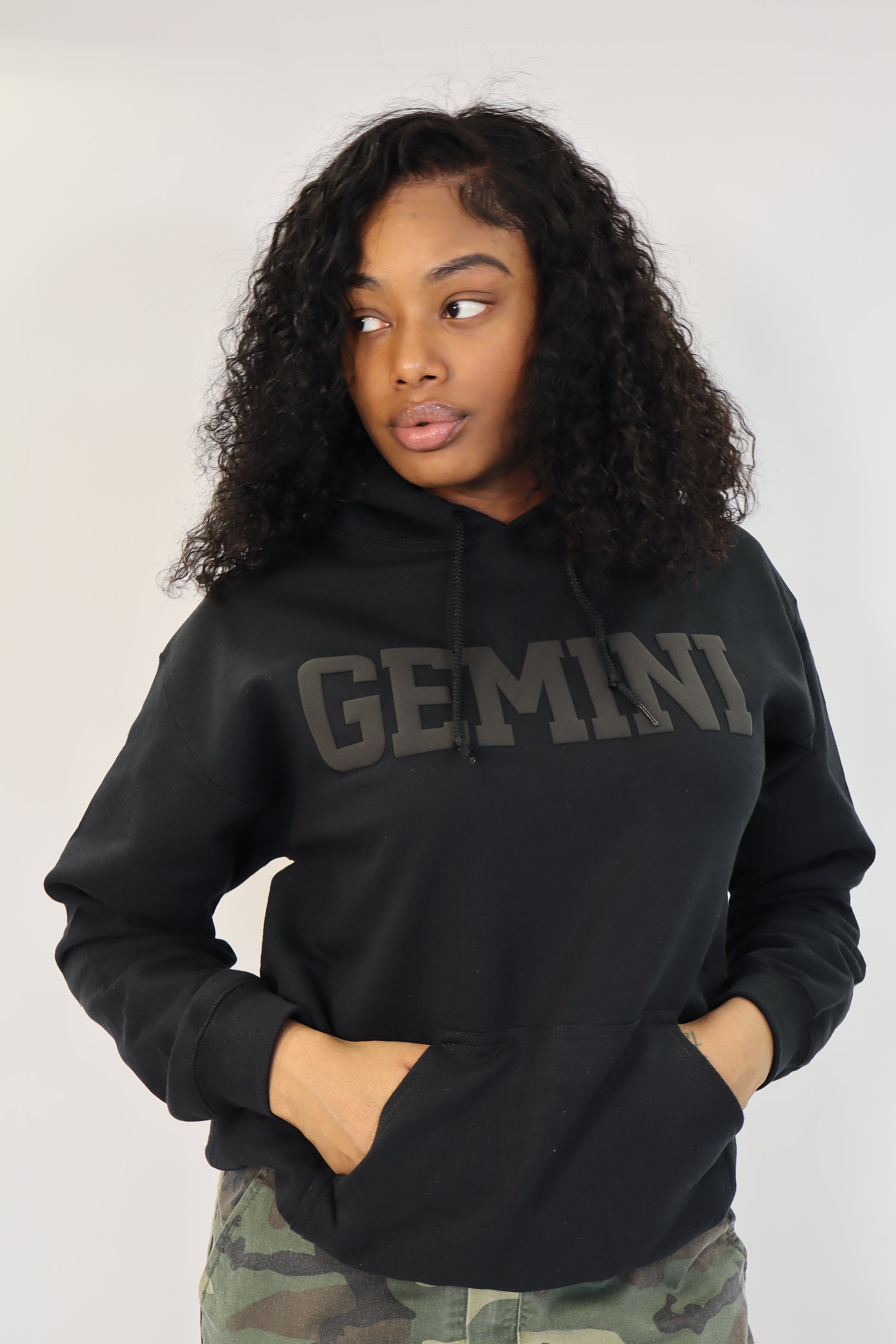Black Zodiac Puff Print Hoodie (buy 2 free shipping)