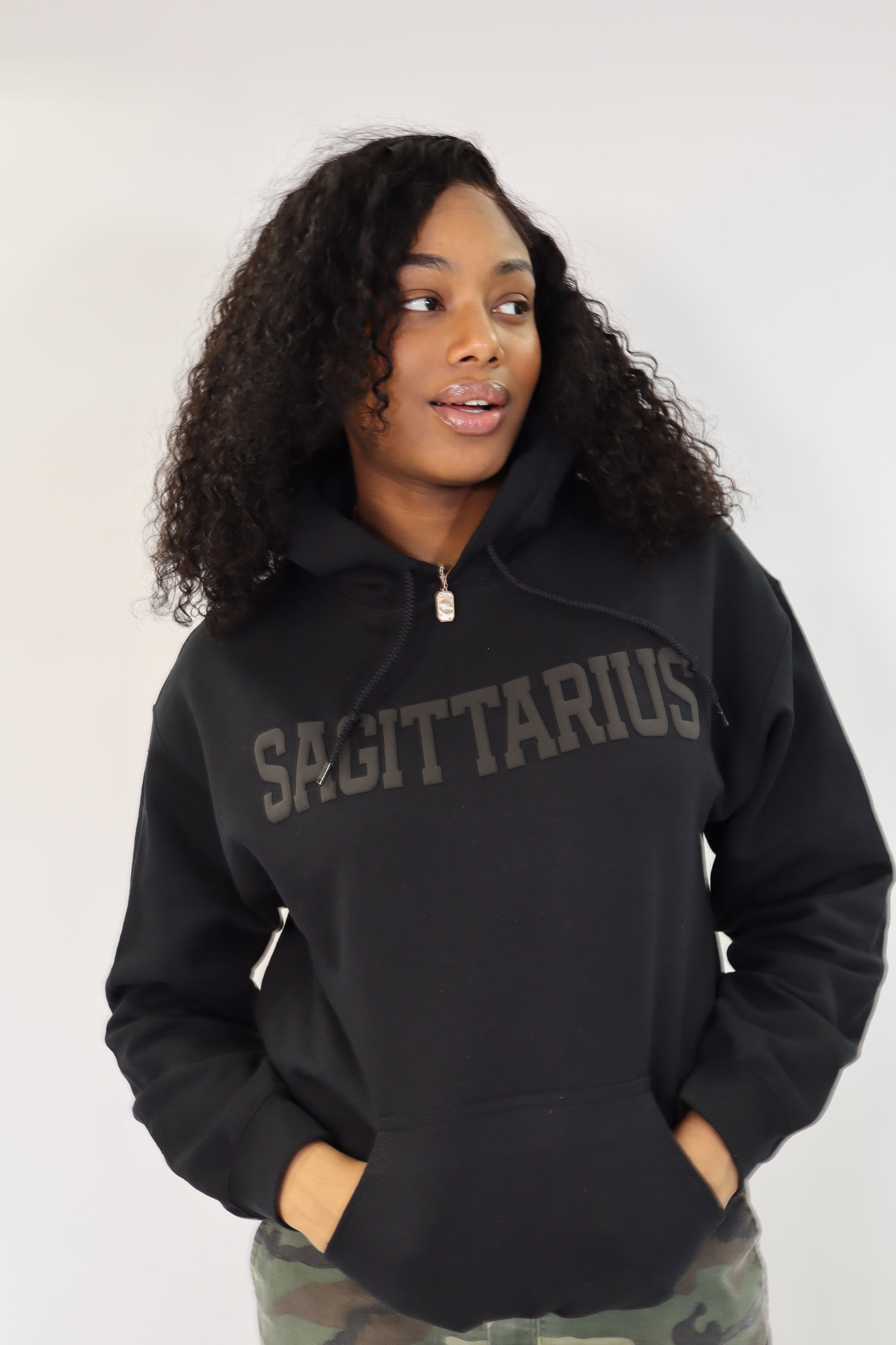Black Zodiac Puff Print Hoodie (buy 2 free shipping)