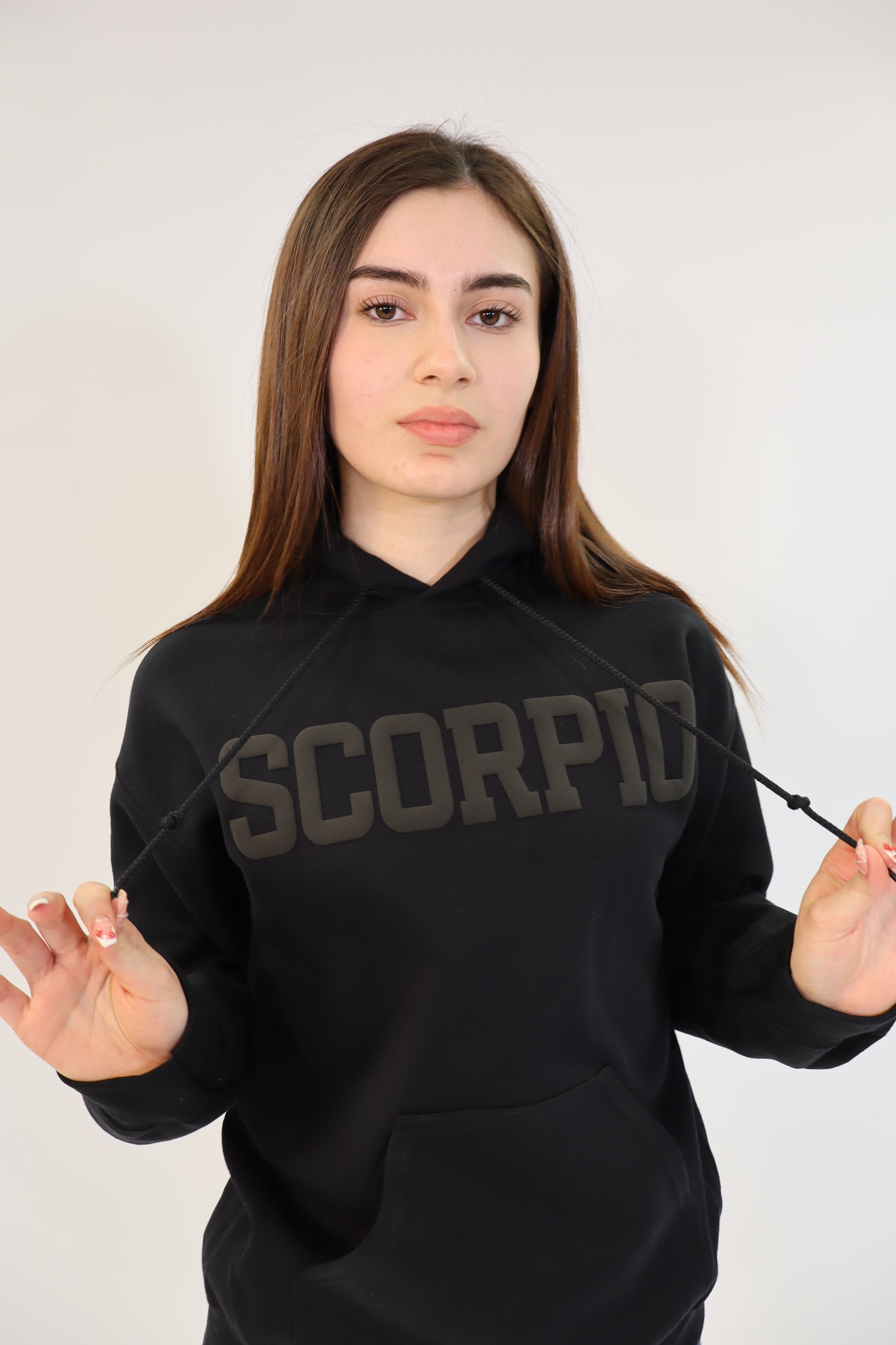 Black Zodiac Puff Print Hoodie (buy 2 free shipping)