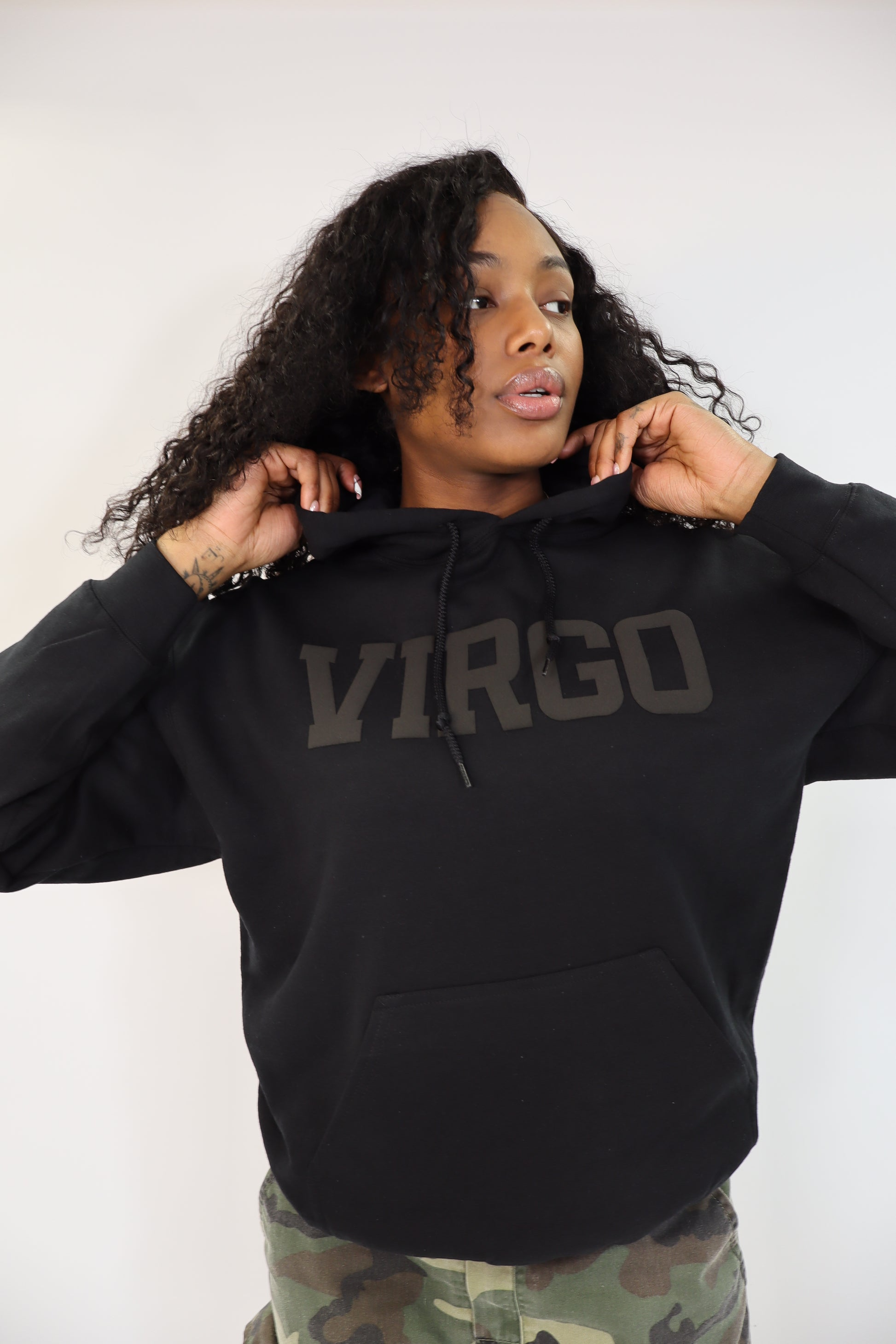Black Zodiac Puff Print Hoodie (buy 2 free shipping)