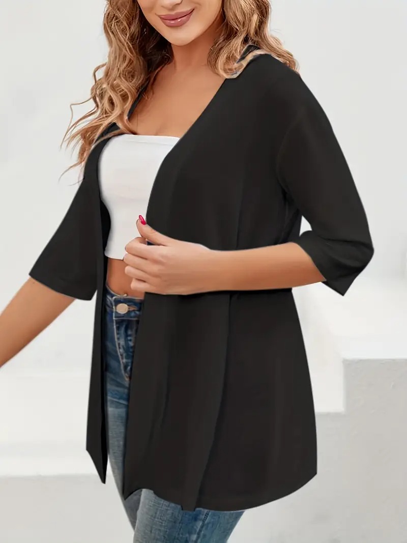 Women's Oversized Half Sleeve Open Front Cardigan