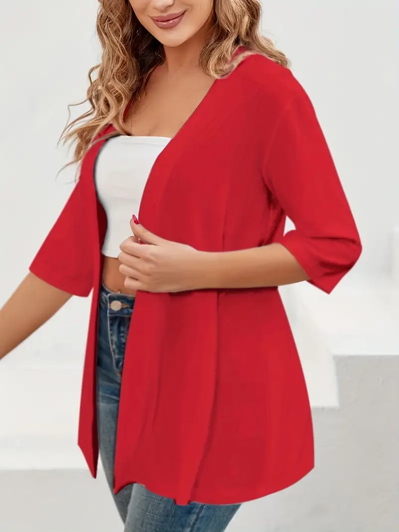 Women's Oversized Half Sleeve Open Front Cardigan