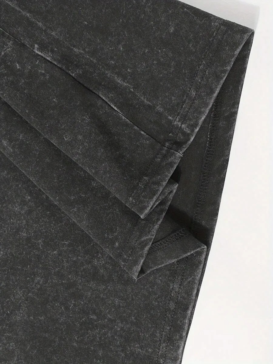 Vintage Halloween Cute Pumpkin And Ghost Print Washed T-Shirt 