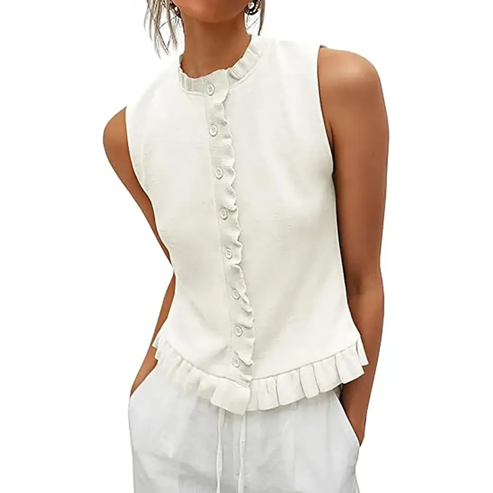 ✨Women's Ruffle Button Sleeveless Knit Vest