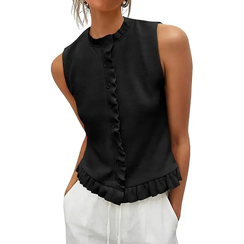 ✨Women's Ruffle Button Sleeveless Knit Vest