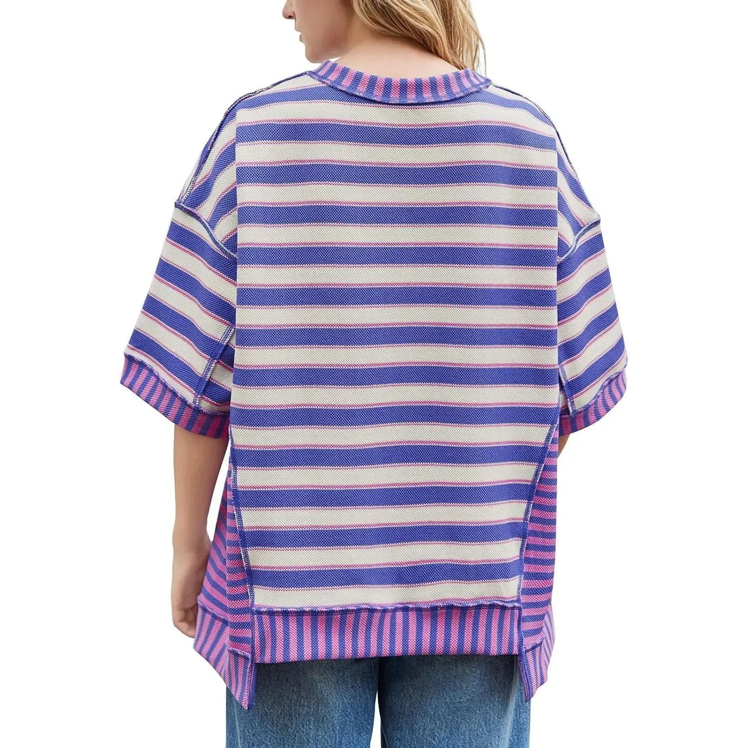 🔥Women's Mixed Stripes Oversized T-shirt