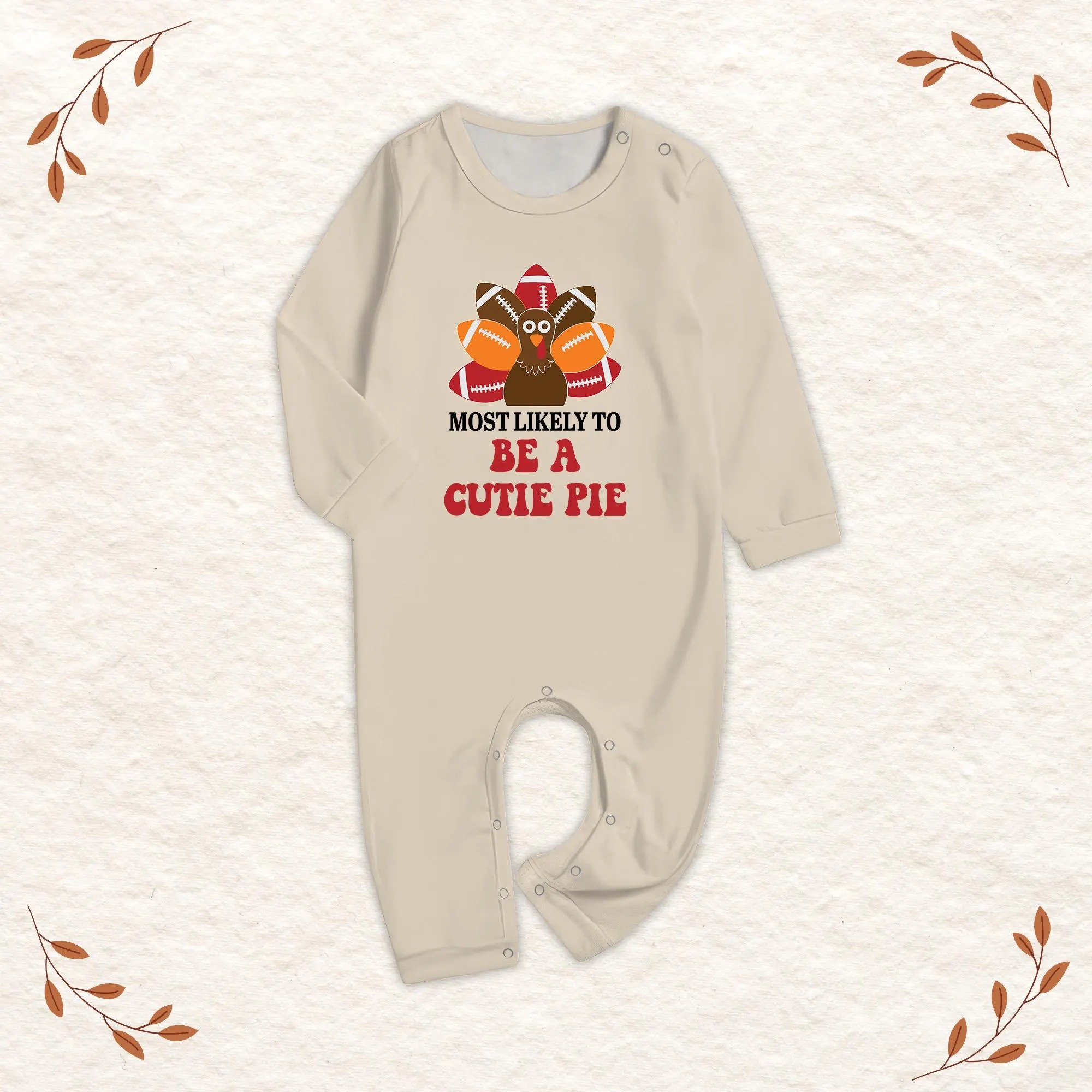 Thanksgiving Turkey & Football Family Pajamas Set