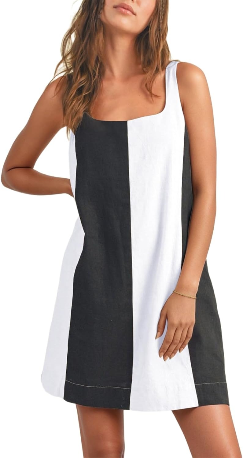 🎀Women Color Block Short Tank Dress
