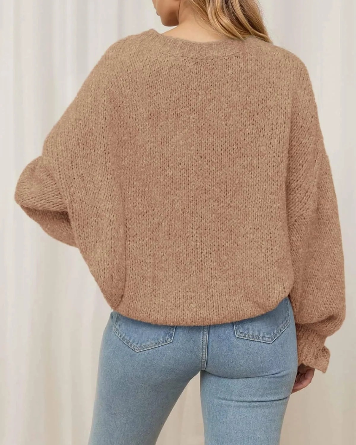 Women's Oversized Crewneck Fuzzy Knit Chunky Pullover Sweaters