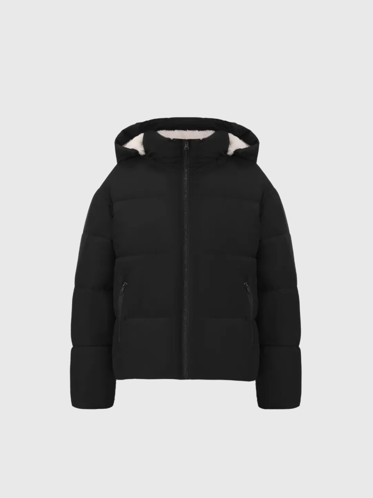 Women's Faux Fur Lined Short Puffer Jackets with Removable Hood