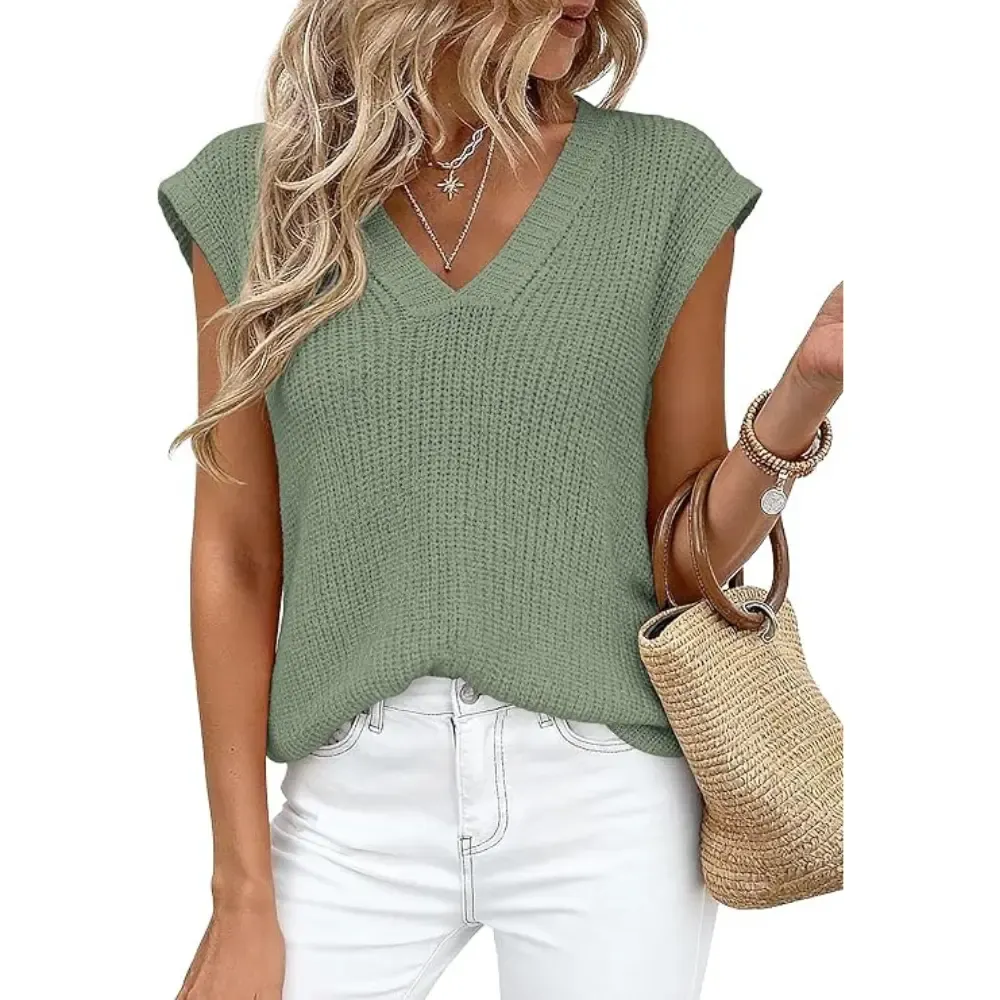 ✨Women's V Neck Lightweight Knit Vest 