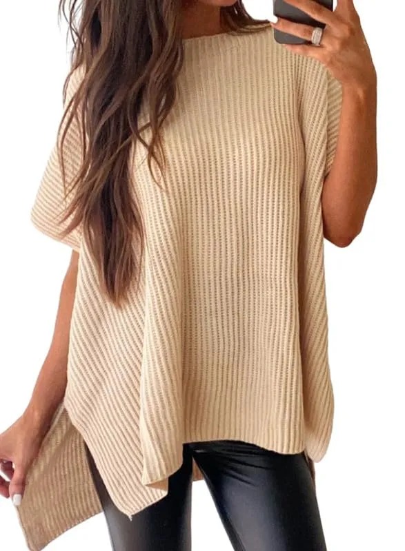 HOT SALE Women's Lightweight Knit Batwing Short Sleeve Sweater