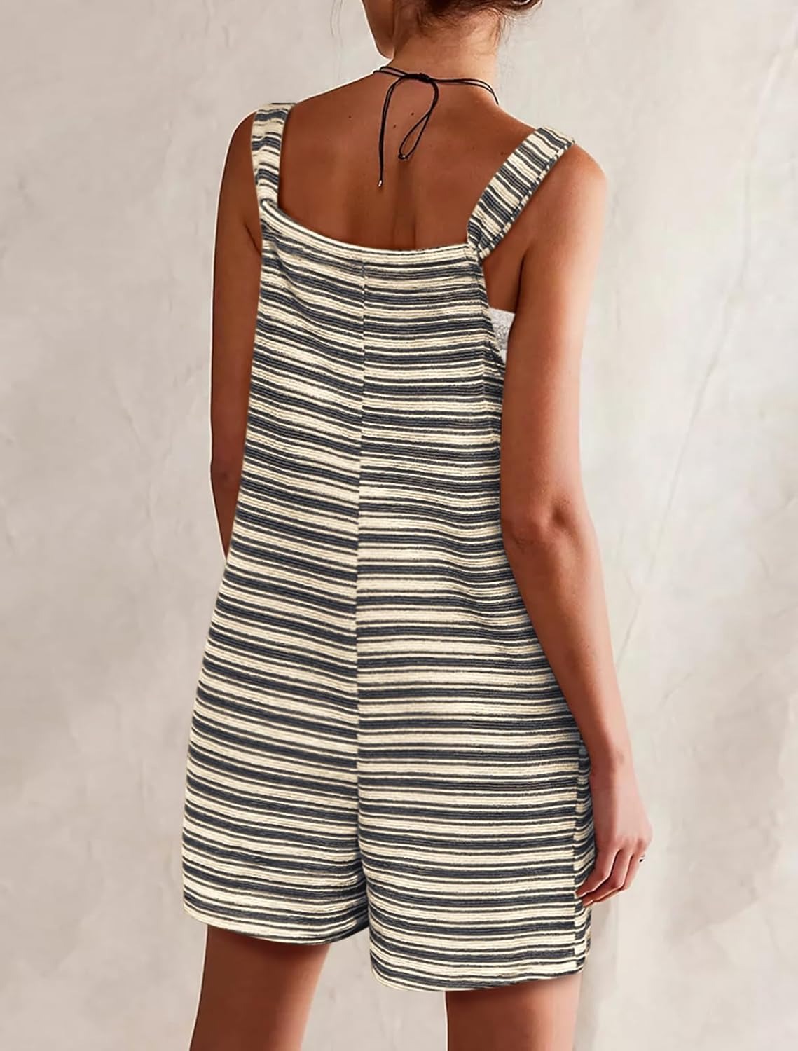 🔥Women's Sleeveless Loose Striped Tied Shorts Overalls Romper with Pockets