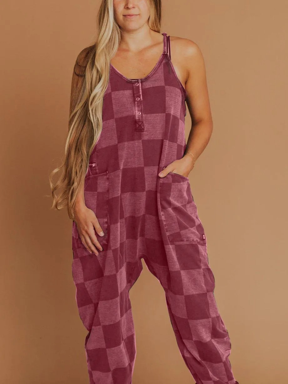 HOT SALE Women's Button Neck Suspender Jumpsuit Casual Overalls