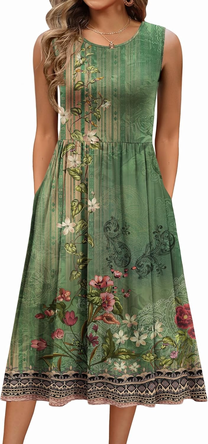 ✨Women's Sleeveless A-Line Vest Midi Dress