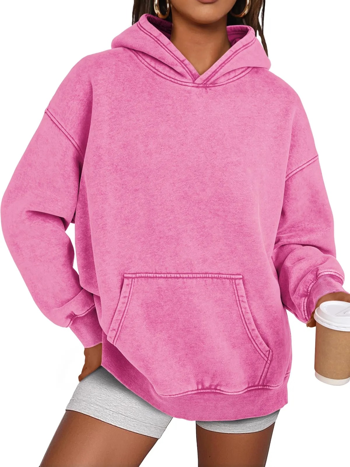 HOT SALE Womens Acid Wash Hoodie Oversized Long Sleeve Fall Fashion Sweatshirts
