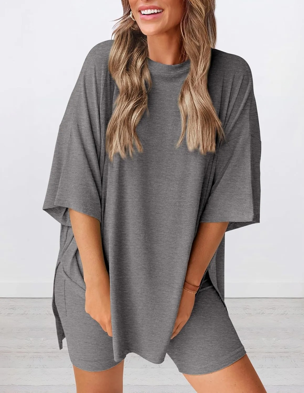 HOT SALE Women's Oversized Casual T-Shirt Shorts Suit Stretch Two-Piece Set