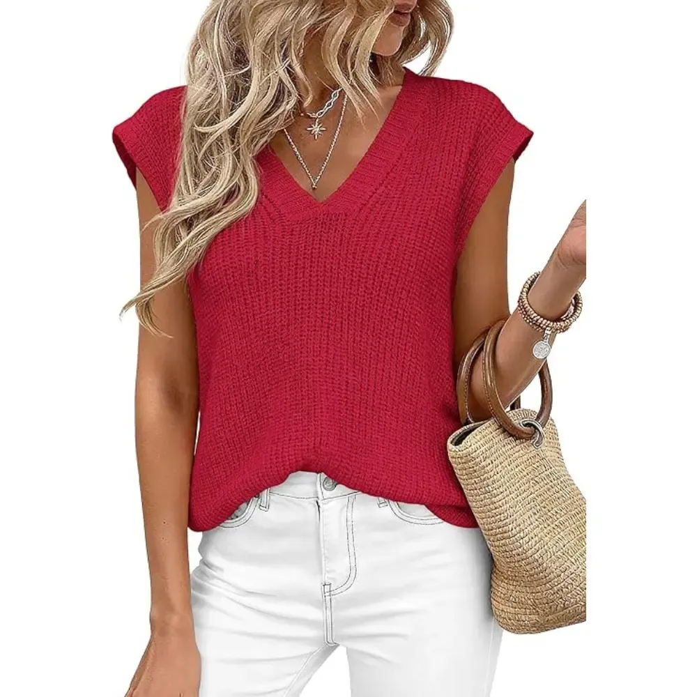 ✨Women's V Neck Lightweight Knit Vest 
